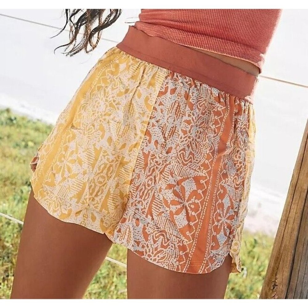 Free People Movement See You Sunday Printed Short in Burnt Topaz Size Med NWT